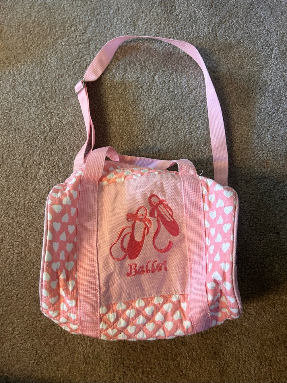 Pink Ballet Tote Bag with Heart Print